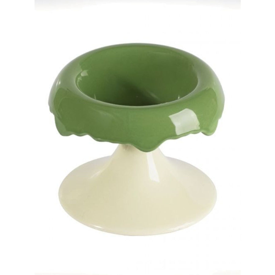 Elevated Ceramic Pet Bowl Green + White / ONESIZE Apparel and Accessories