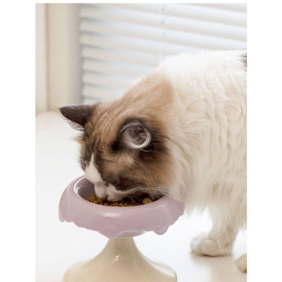 Elevated Ceramic Pet Bowl Lavender + White / ONESIZE Apparel and Accessories