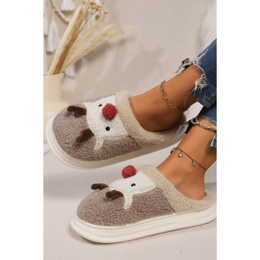 Elk Furry PVC Flat Slippers Apparel and Accessories