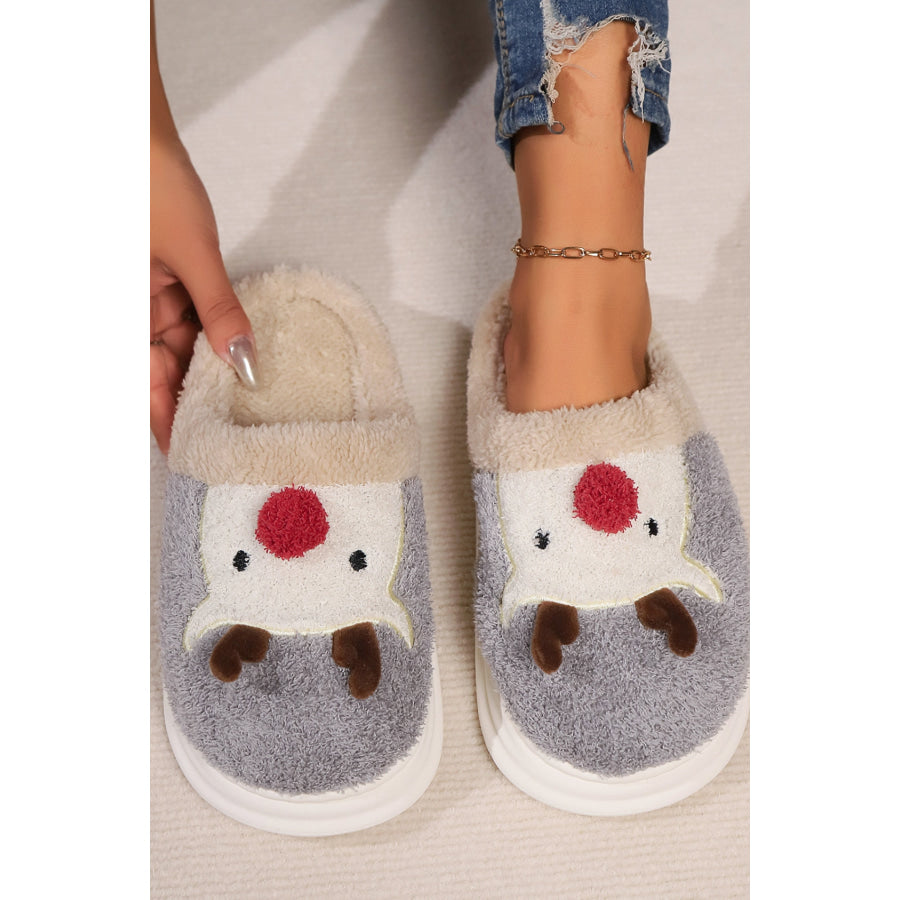 Elk Furry PVC Flat Slippers Dark Gray / 36-37(US5-6) Apparel and Accessories