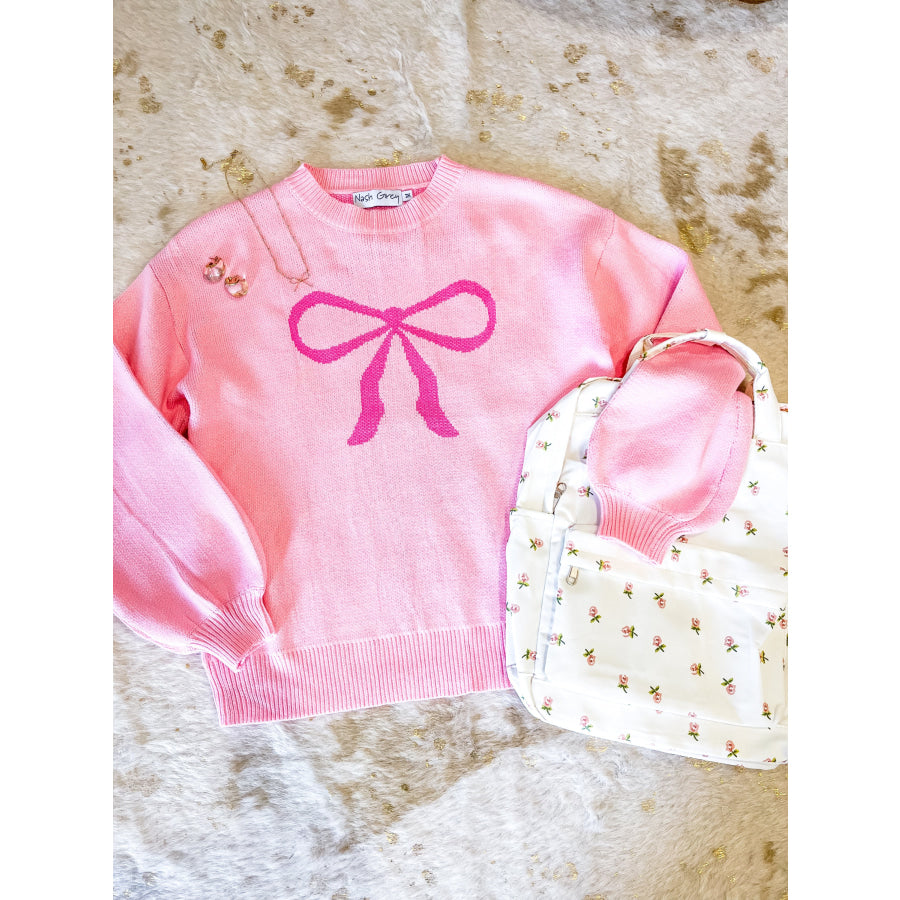 Ella Pink Bow Sweater WS 104 Sweaters