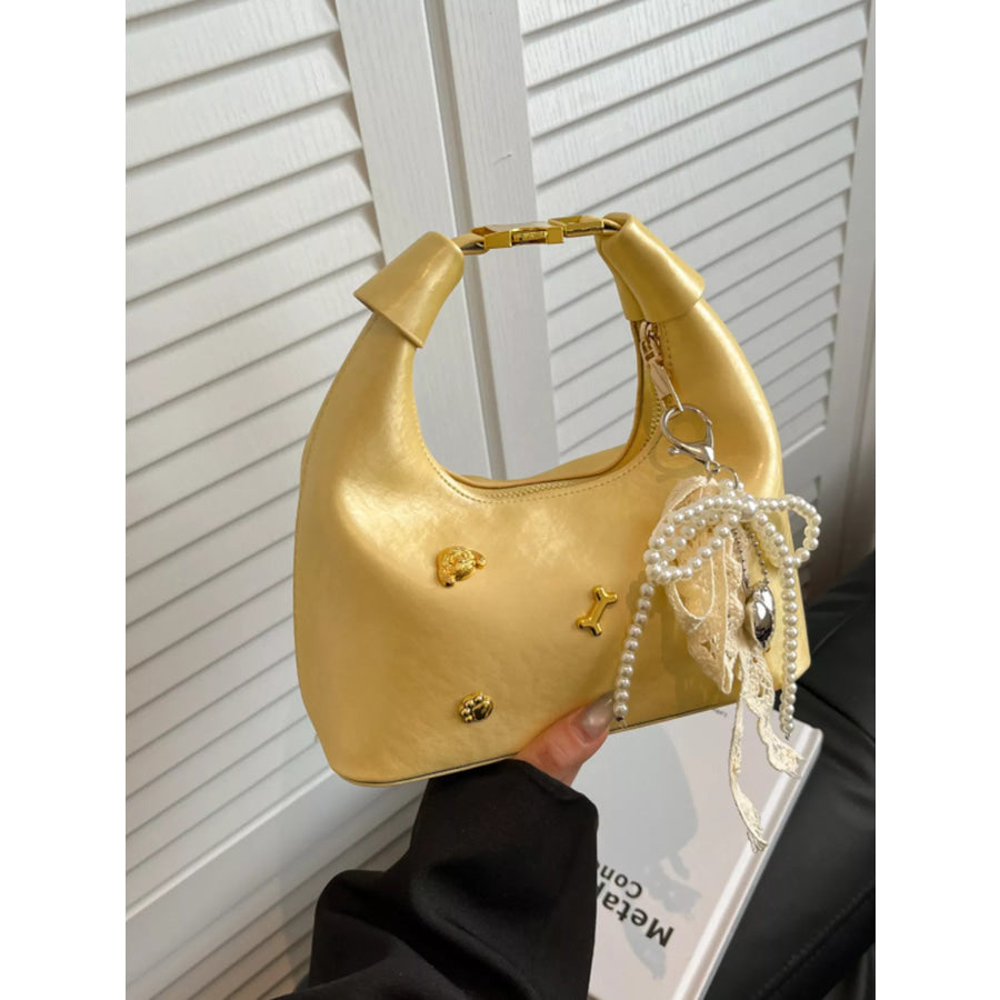 Embellished Hobo Crossbody Bag Pastel Yellow / One Size Apparel and Accessories