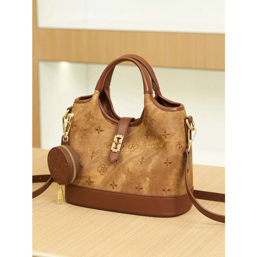 Embossed Crossbody Bag with Detachable Coin Pouch Apparel and Accessories