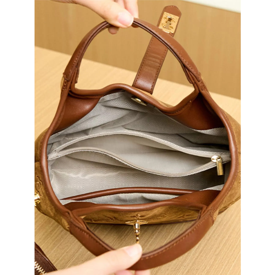 Embossed Crossbody Bag with Detachable Coin Pouch Apparel and Accessories