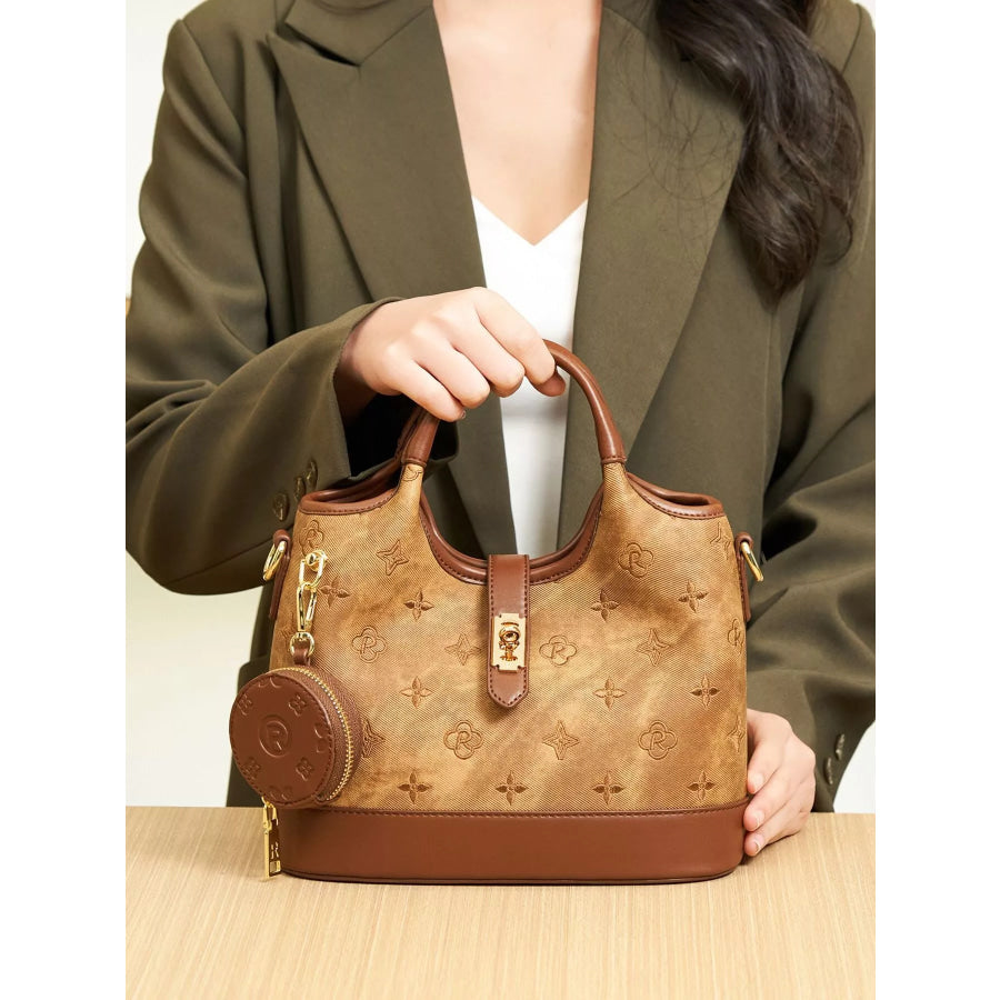 Embossed Crossbody Bag with Detachable Coin Pouch Apparel and Accessories