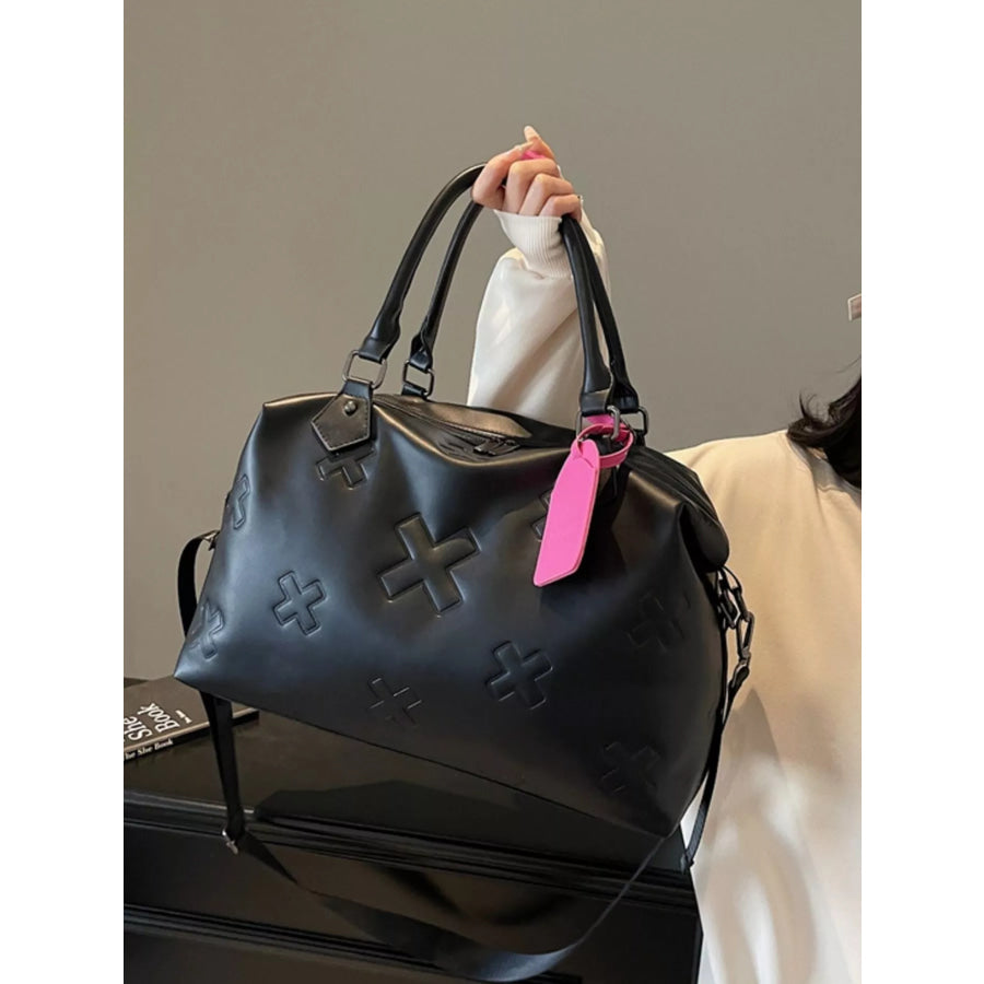 Embossed Duffle Bag Black / One Size Apparel and Accessories