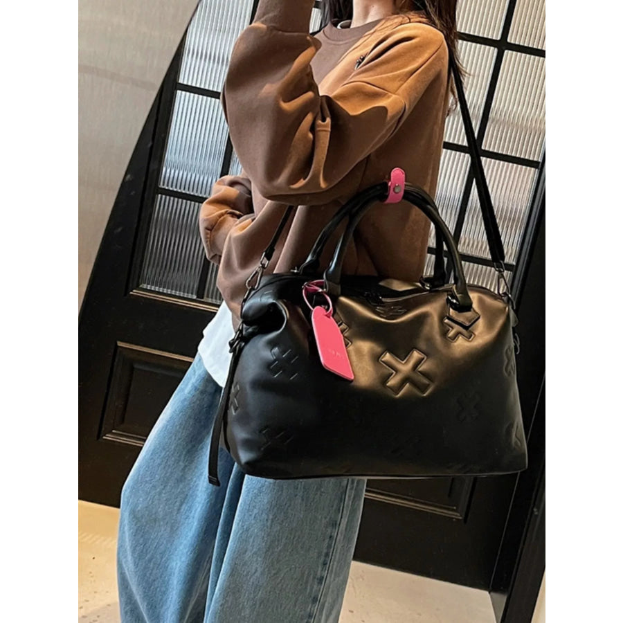 Embossed Duffle Bag Black / One Size Apparel and Accessories