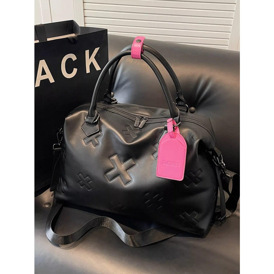 Embossed Duffle Bag Black / One Size Apparel and Accessories