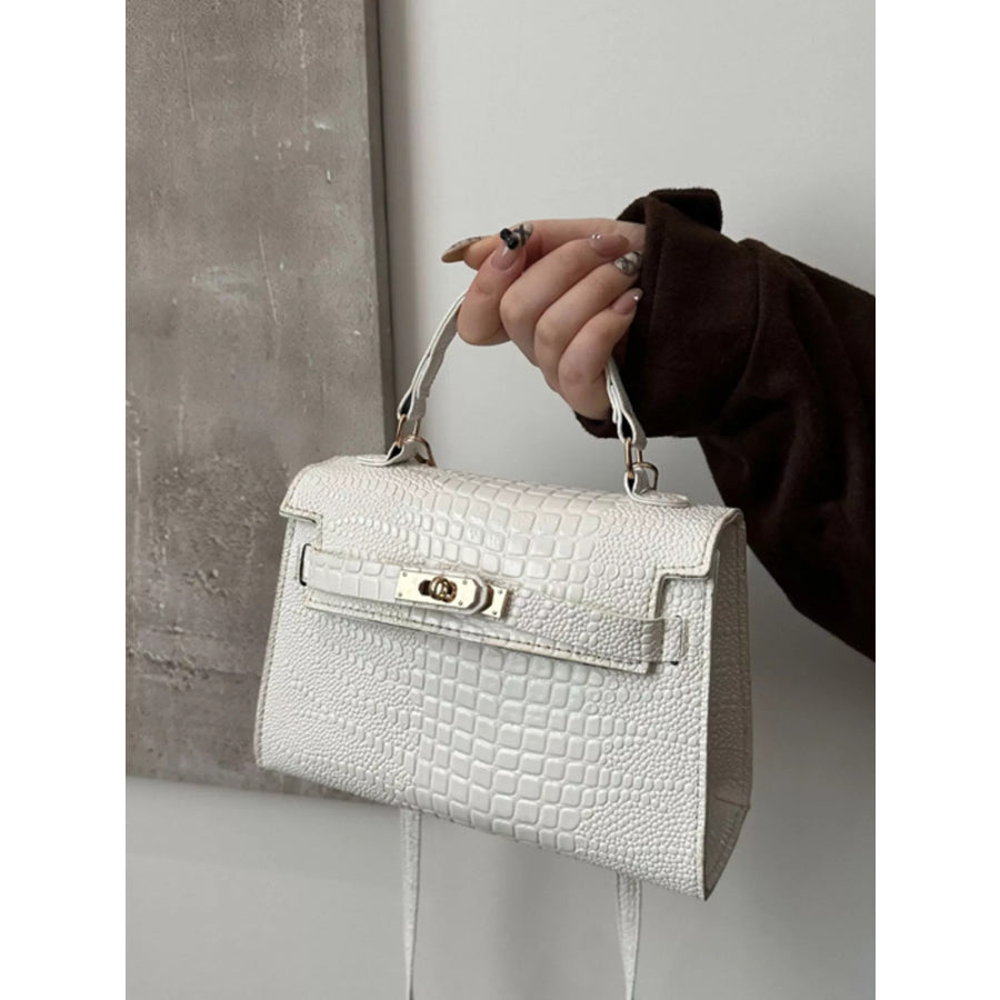 Embossed Flap Crossbody Bag Gray/white / One Size Apparel and Accessories
