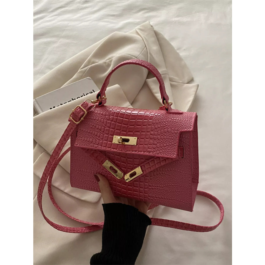 Embossed Flap Crossbody Bag Pink / One Size Apparel and Accessories