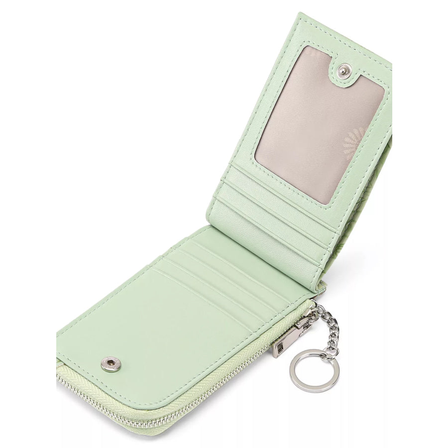 Embossed Floral Leather Bifold Wallet Apparel and Accessories