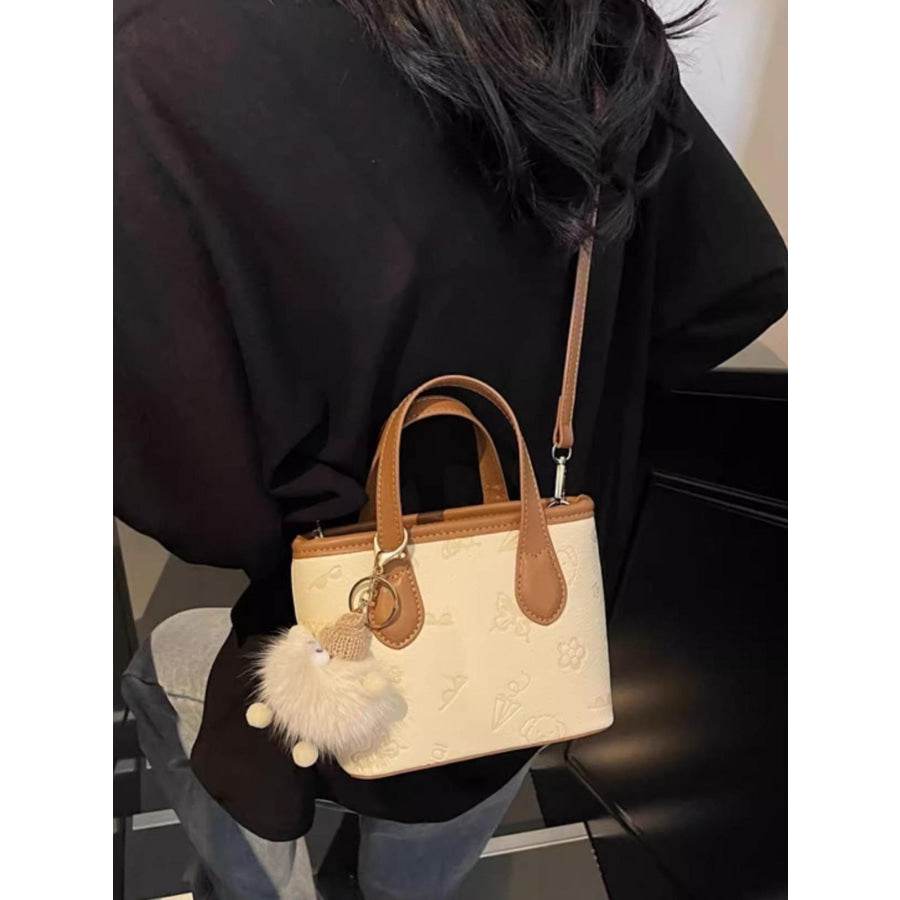 Embossed Pattern Crossbody Bag Ivory / One Size Apparel and Accessories