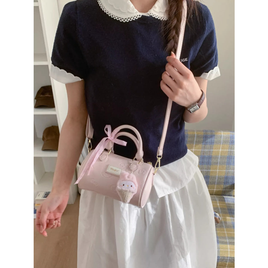 Embossed Pattern Cylinder Crossbody Bag Blush Pink / One Size Apparel and Accessories