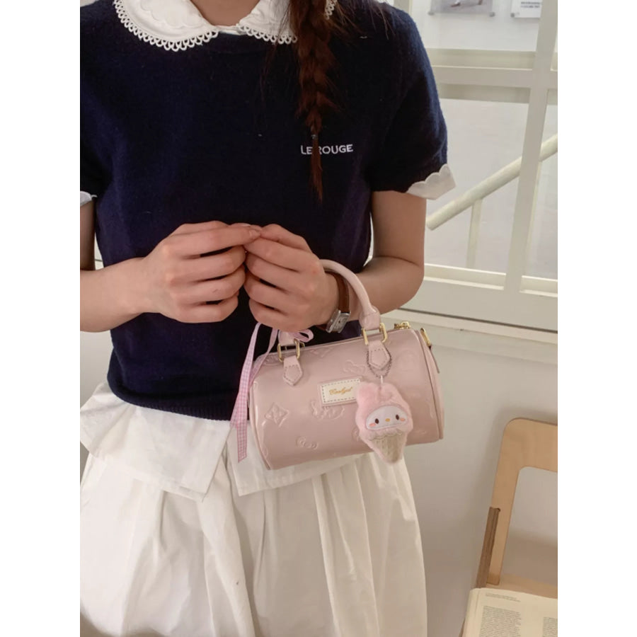 Embossed Pattern Cylinder Crossbody Bag Blush Pink / One Size Apparel and Accessories