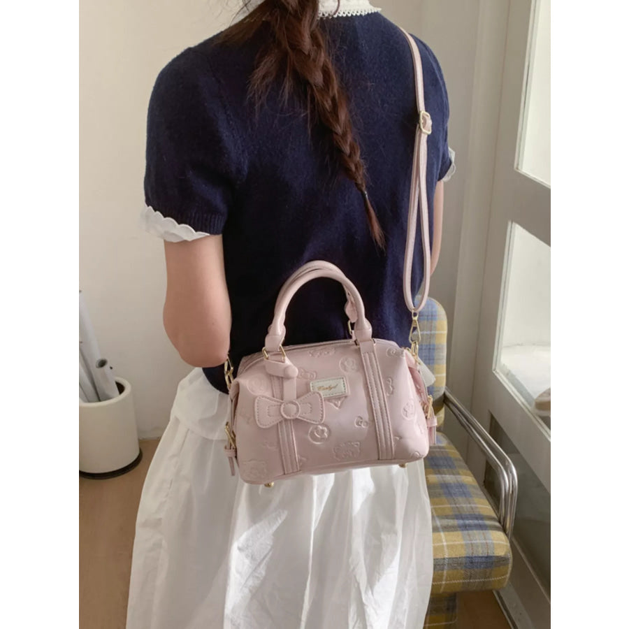 Embossed Pattern Cylinder Crossbody Bag Blush Pink / One Size Apparel and Accessories