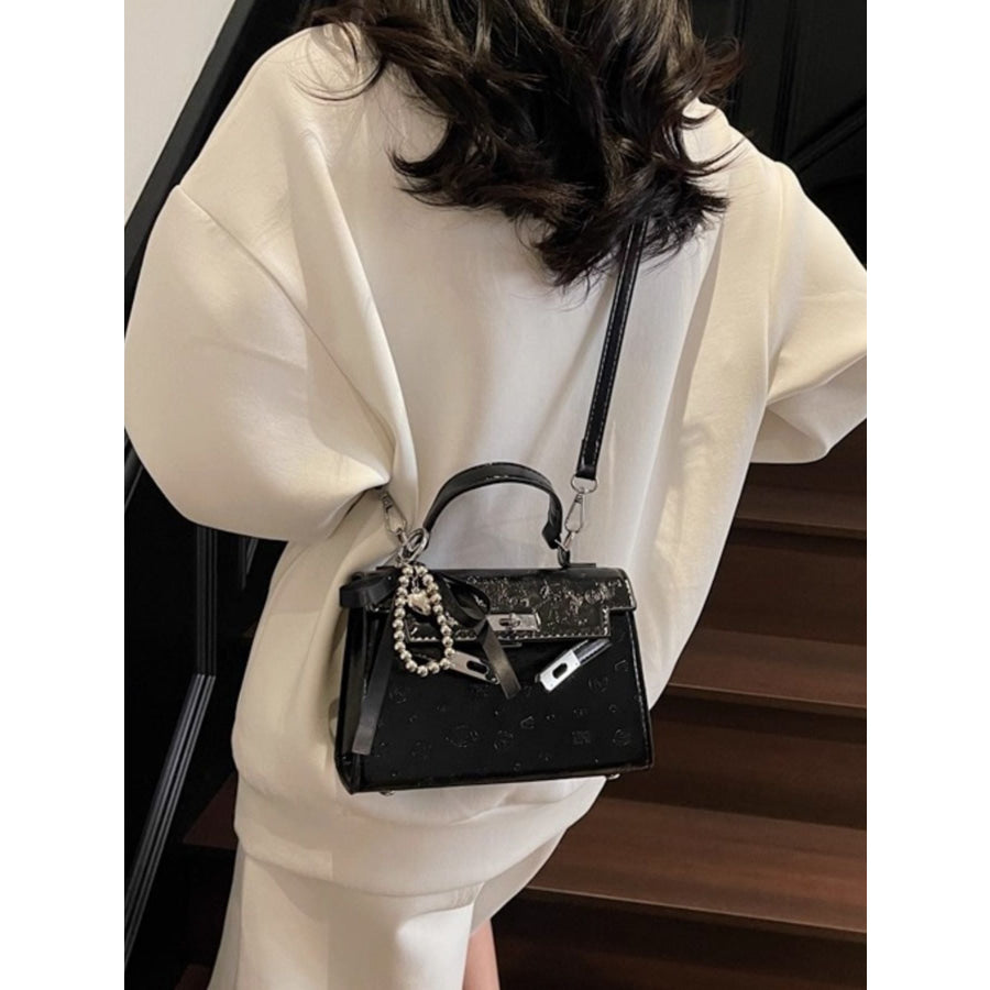 Embossed Pattern Flap Crossbody Bag Apparel and Accessories