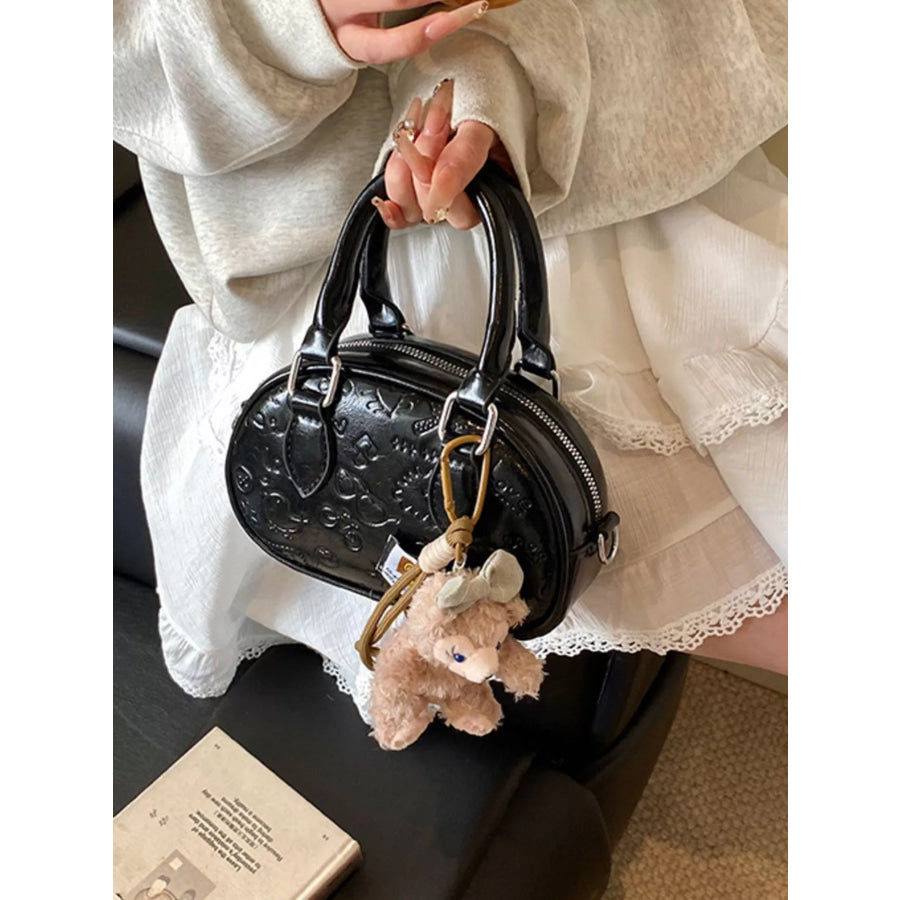 Embossed Pattern Top Handle Crossbody Bag Black / One Size Apparel and Accessories