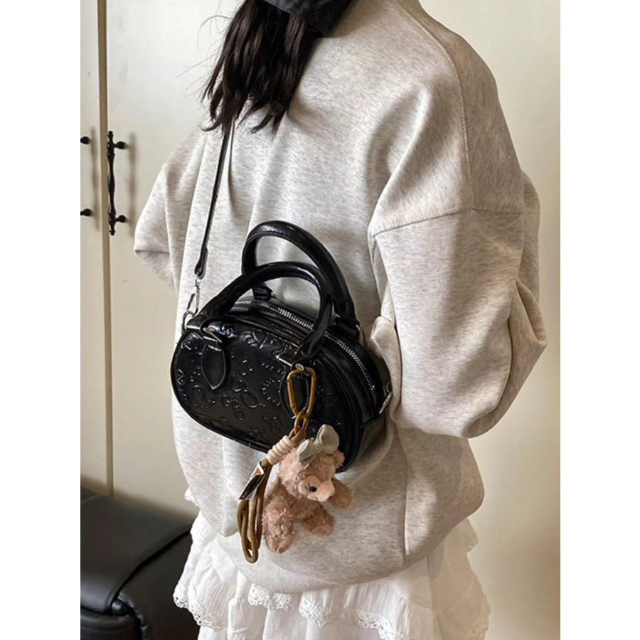 Embossed Pattern Top Handle Crossbody Bag Black / One Size Apparel and Accessories