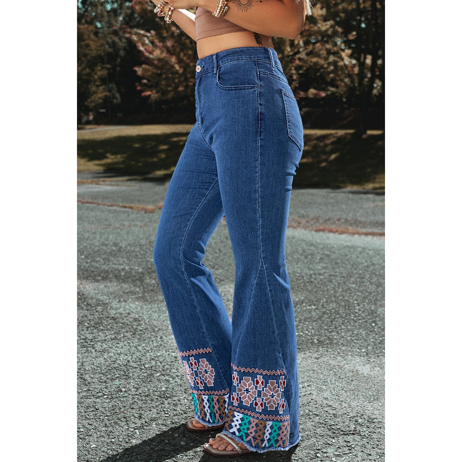 Embroidered Bootcut Jeans Apparel and Accessories