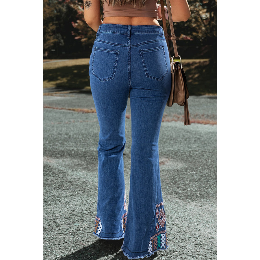 Embroidered Bootcut Jeans Apparel and Accessories