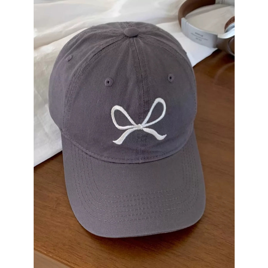 Embroidered Bow Baseball Cap Grey / One Size Apparel and Accessories
