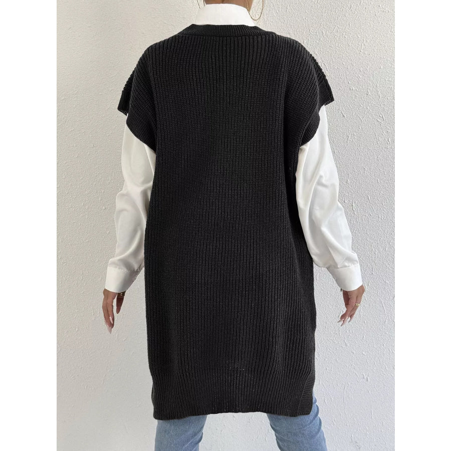 Embroidered Bow V-Neck Sweater Vest Apparel and Accessories