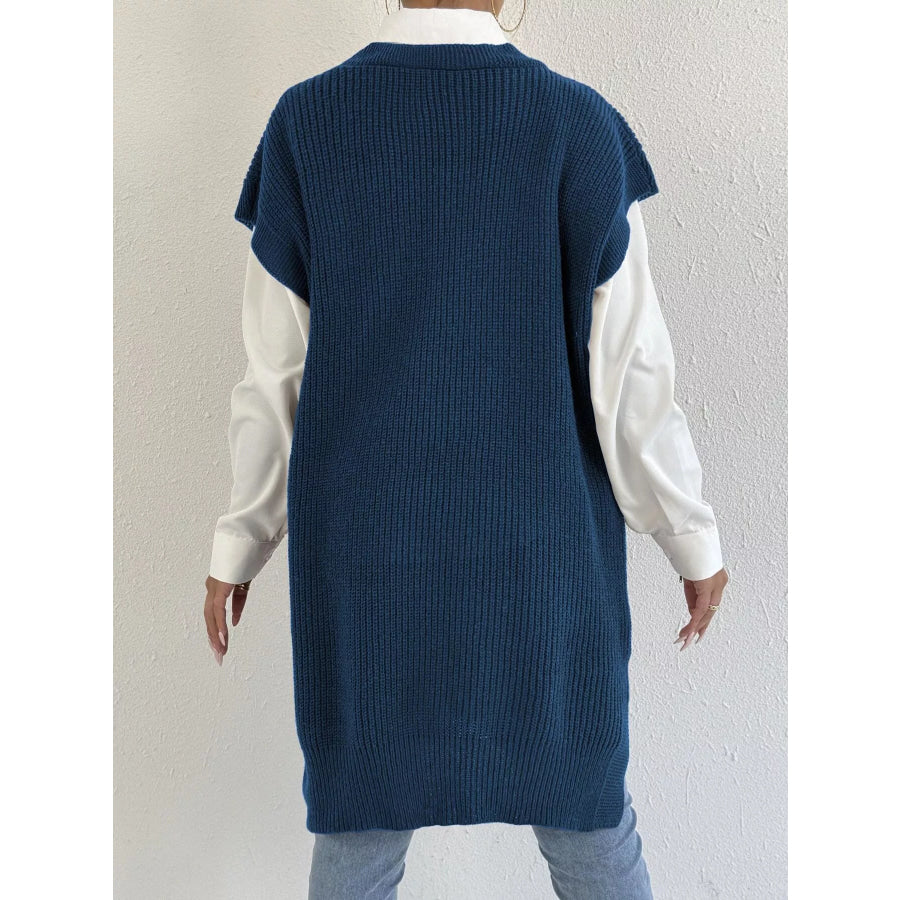 Embroidered Bow V-Neck Sweater Vest Apparel and Accessories