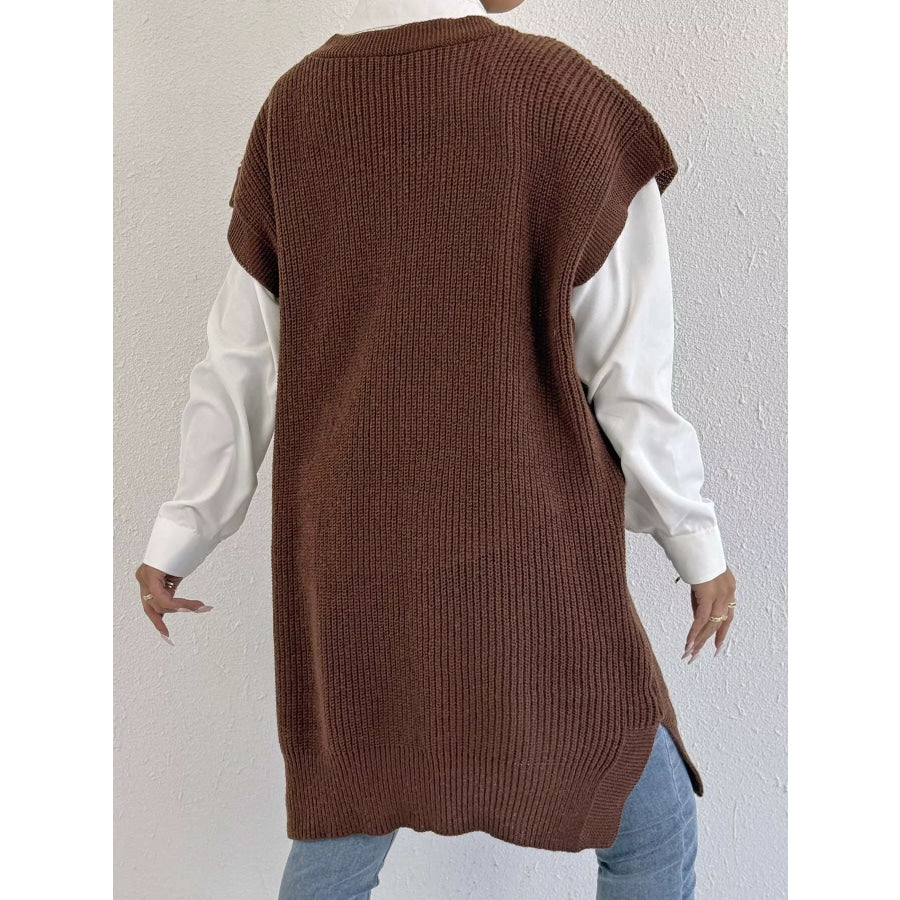 Embroidered Bow V-Neck Sweater Vest Apparel and Accessories