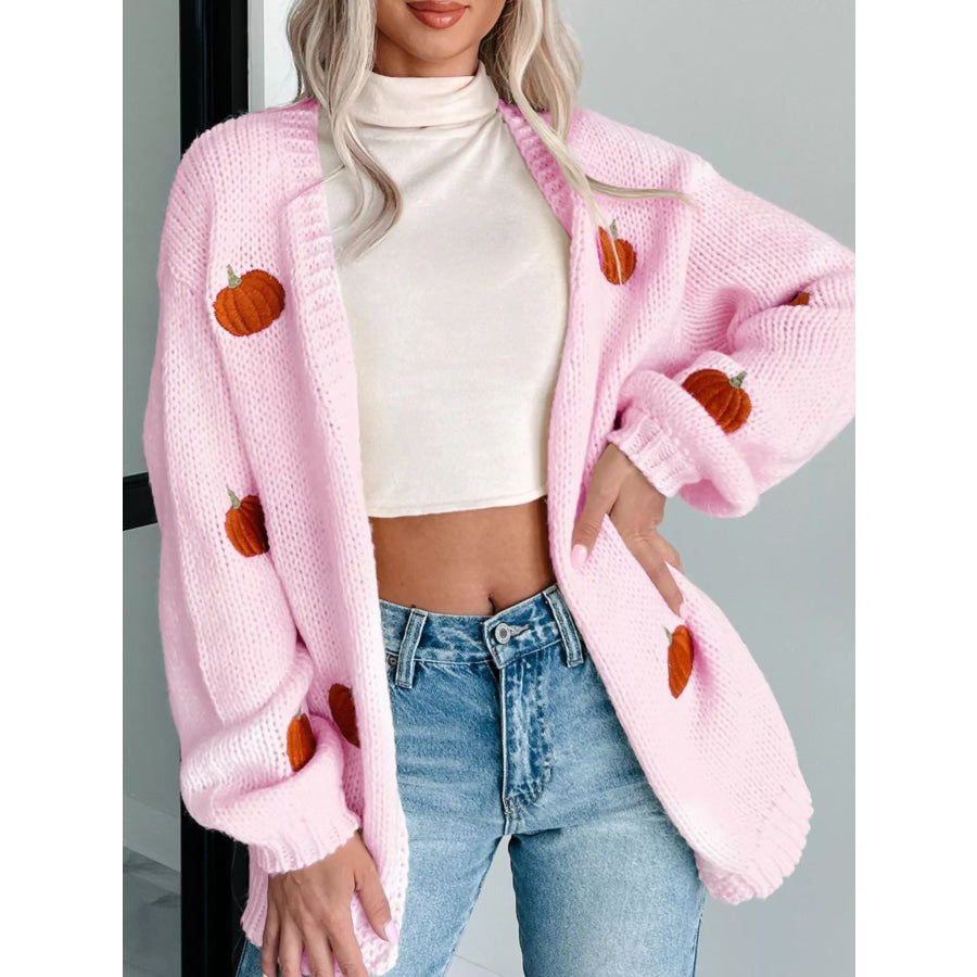 Embroidered Button Up Cardigan Pink / S Apparel and Accessories