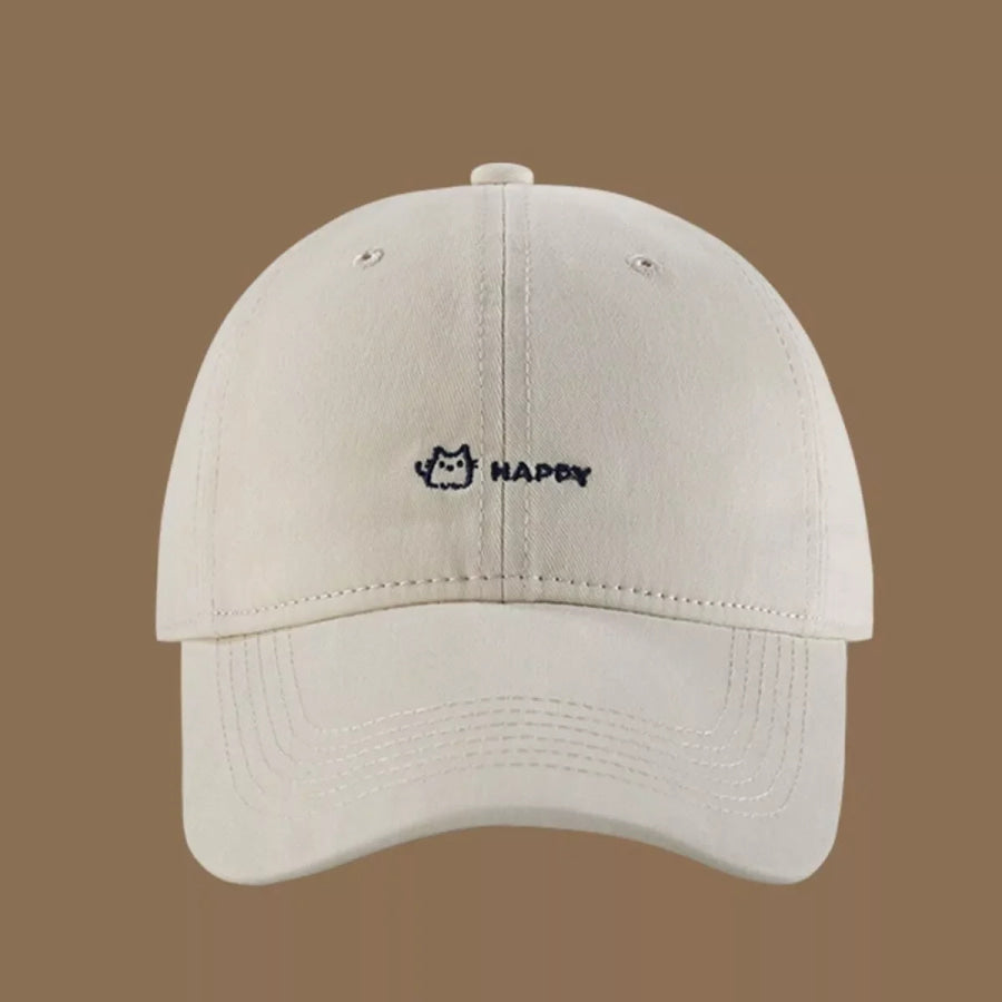 Embroidered Casual Cotton Baseball Cap Cream White / One Size Apparel and Accessories