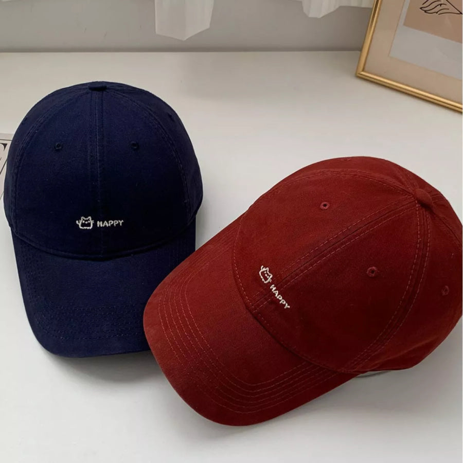 Embroidered Casual Cotton Baseball Cap Wine Red / One Size Apparel and Accessories