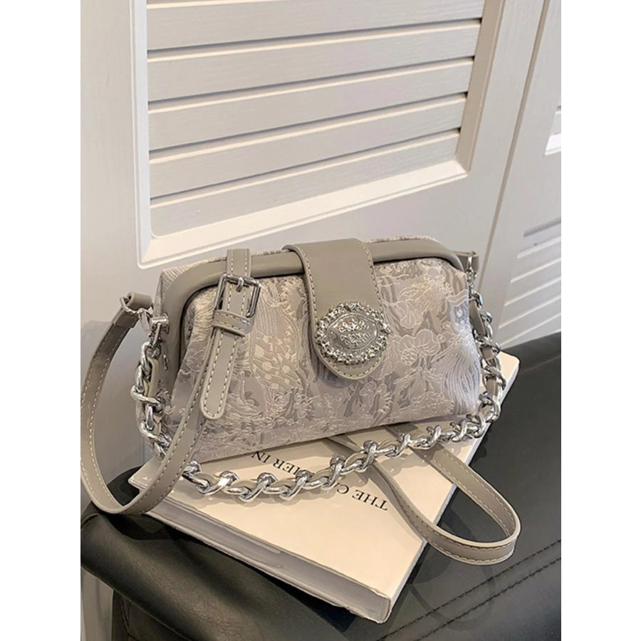 Embroidered Chain Crossbody Bag Apparel and Accessories