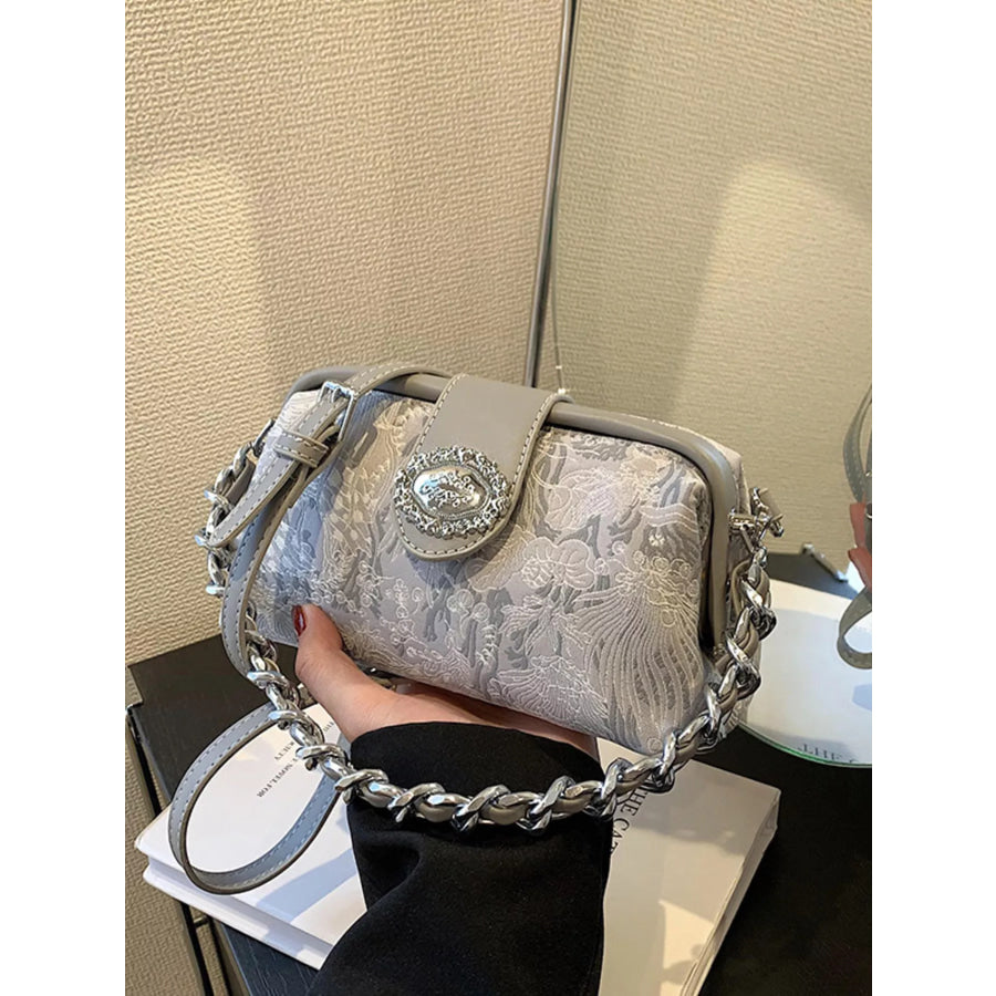 Embroidered Chain Crossbody Bag Apparel and Accessories