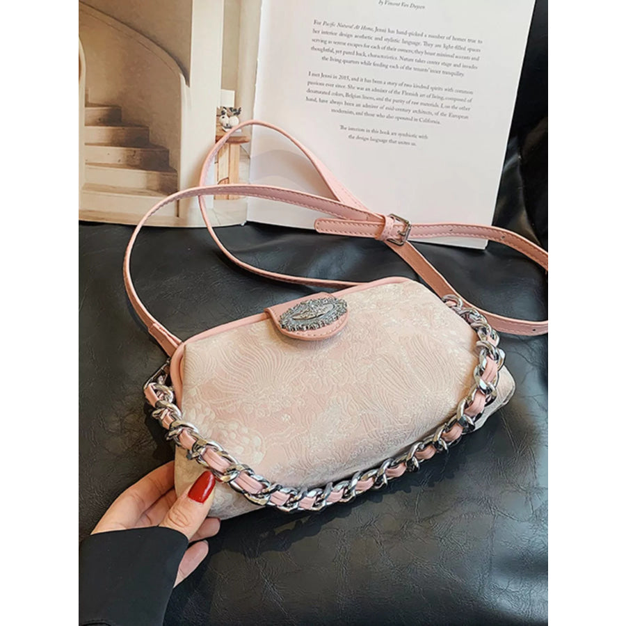 Embroidered Chain Crossbody Bag Apparel and Accessories