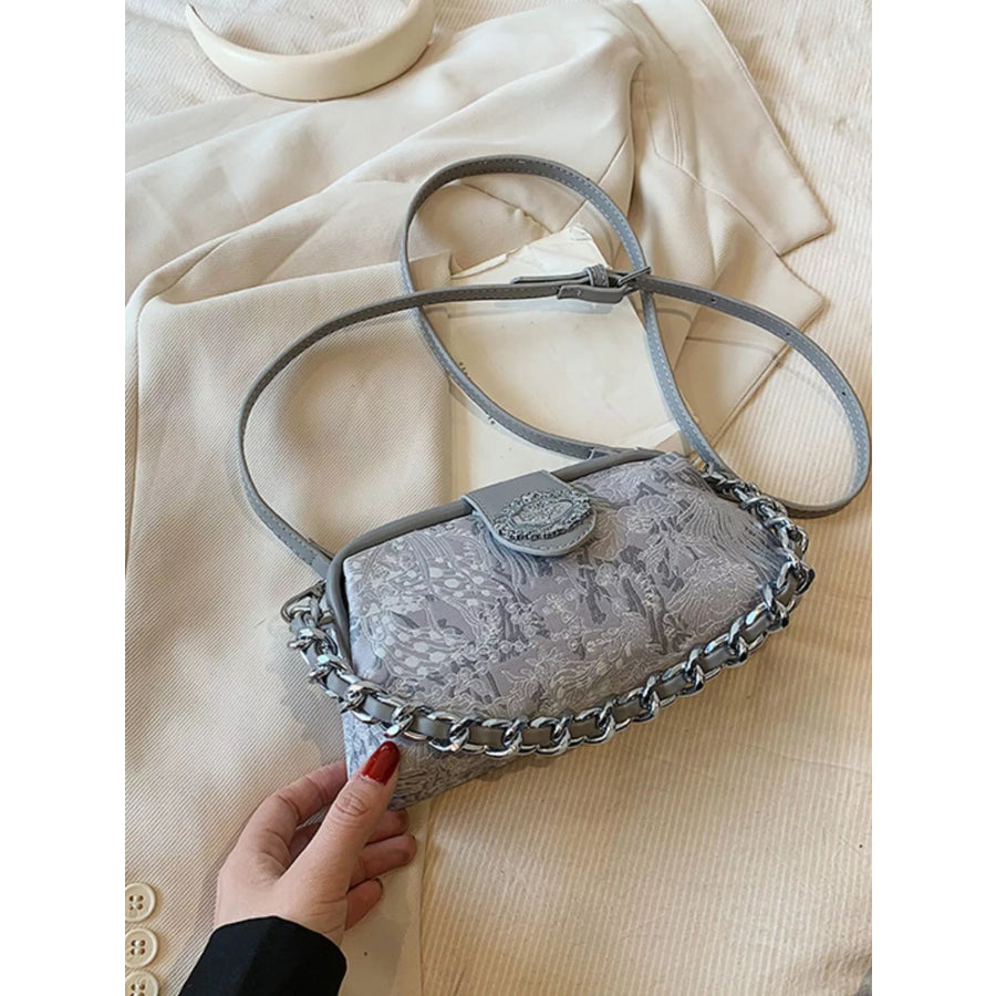Embroidered Chain Crossbody Bag Apparel and Accessories