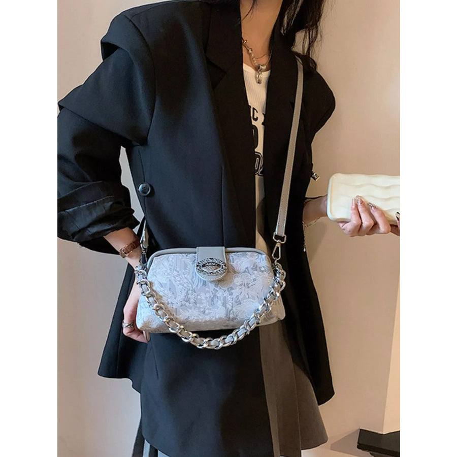 Embroidered Chain Crossbody Bag Apparel and Accessories
