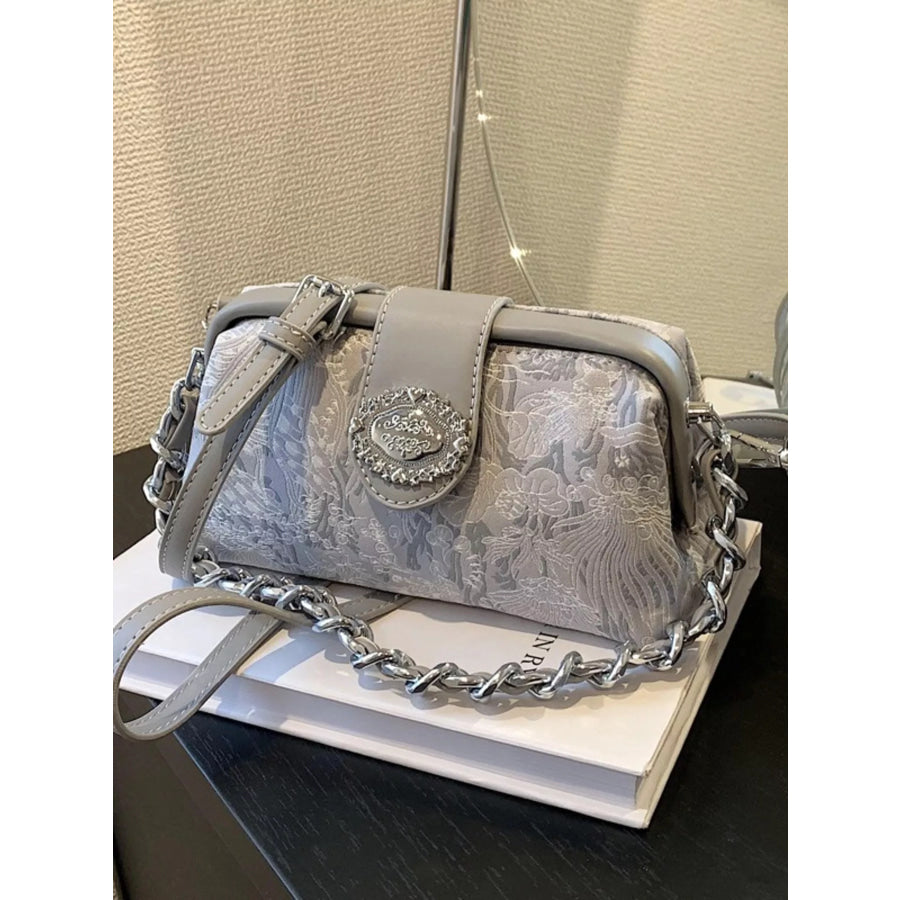 Embroidered Chain Crossbody Bag Apparel and Accessories