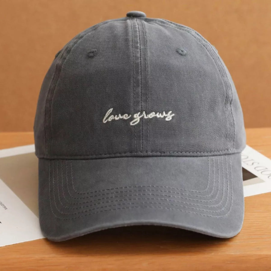 Embroidered Cotton Baseball Cap Grey / One Size Apparel and Accessories