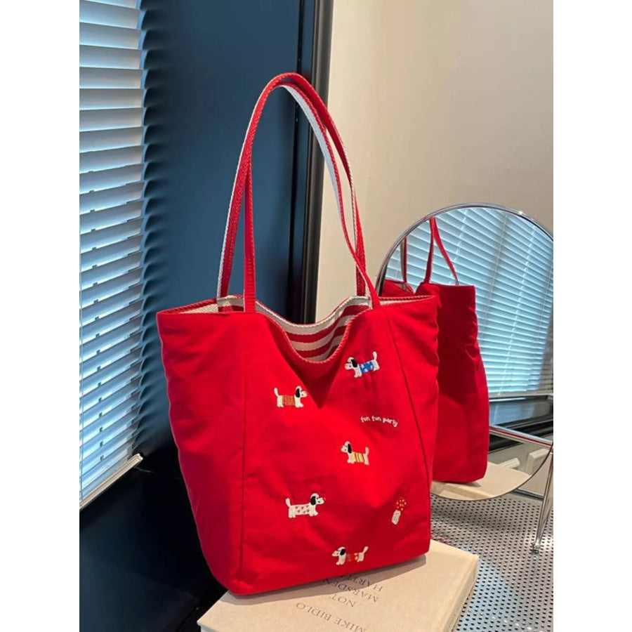 Embroidered Dachshund Shoulder Bag Red / One Size Apparel and Accessories
