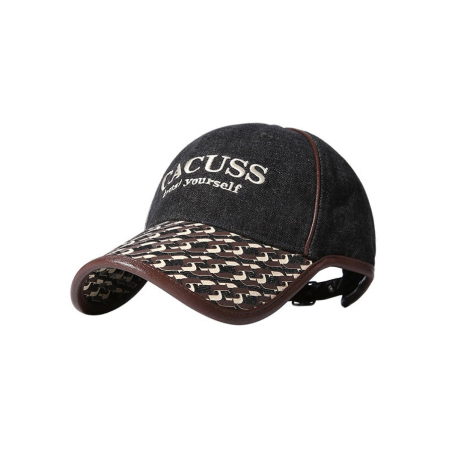 Embroidered Denim Baseball Cap Black / One Size Apparel and Accessories
