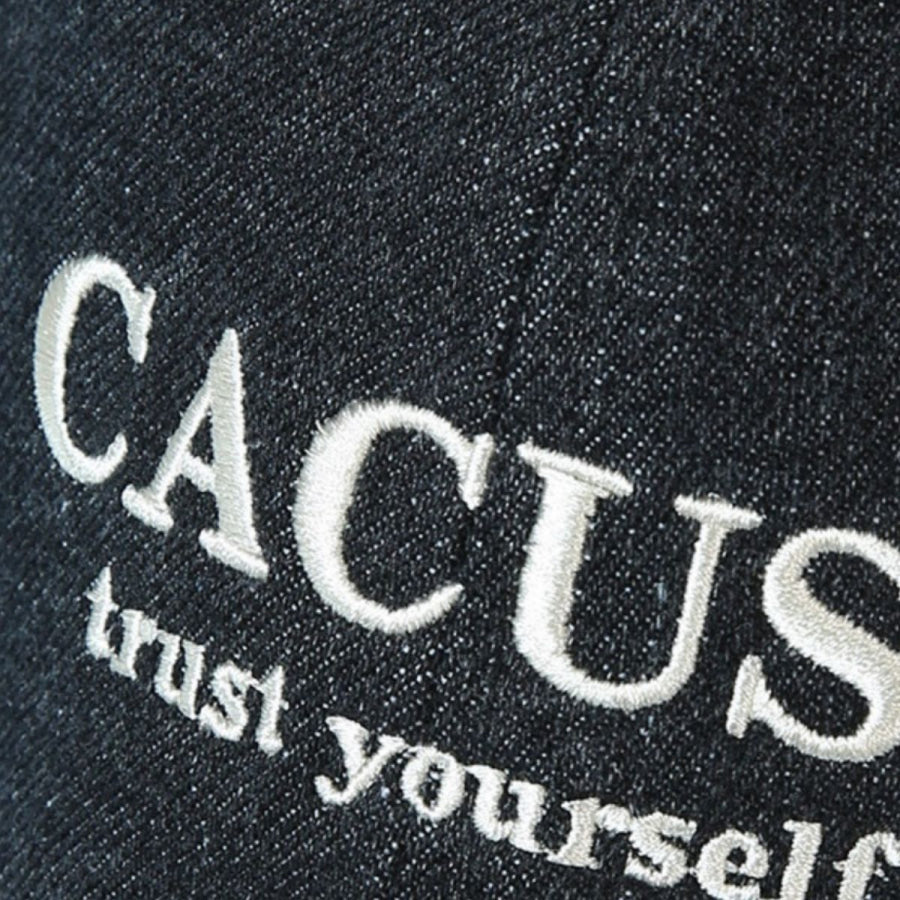 Embroidered Denim Baseball Cap Black / One Size Apparel and Accessories