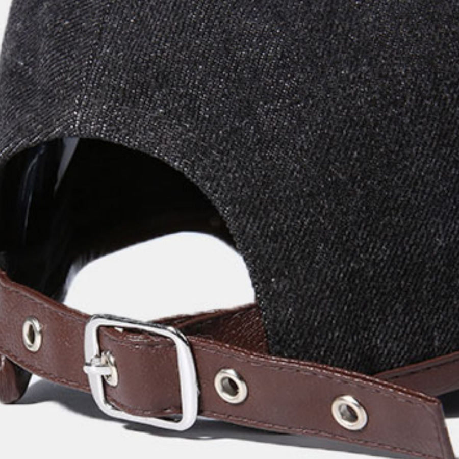 Embroidered Denim Baseball Cap Black / One Size Apparel and Accessories