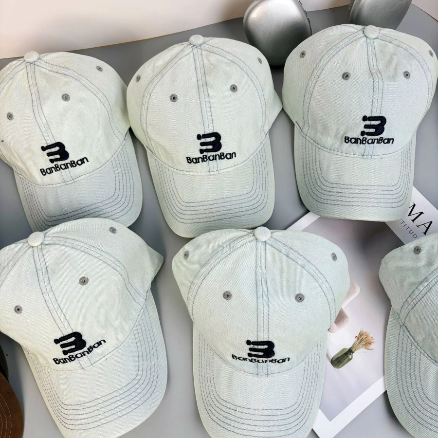 Embroidered Denim Baseball Cap Blue / One Size Apparel and Accessories