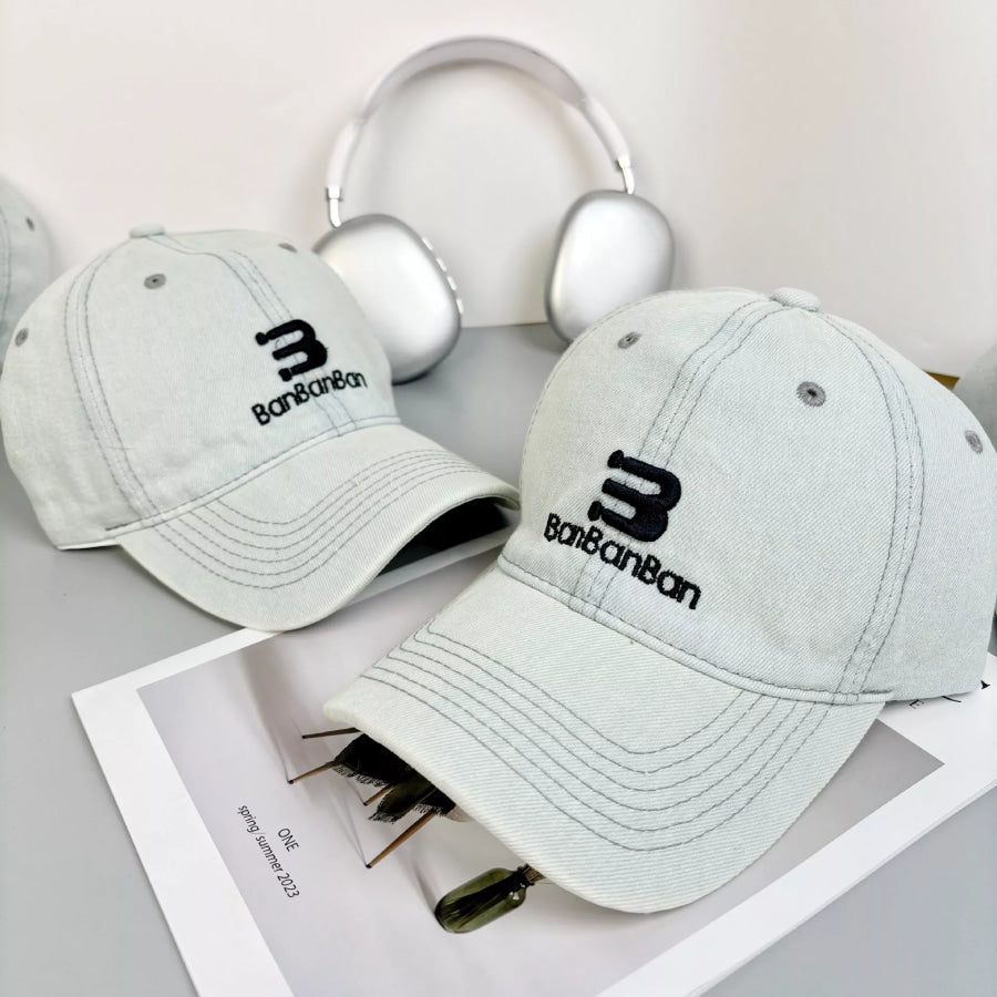 Embroidered Denim Baseball Cap Blue / One Size Apparel and Accessories