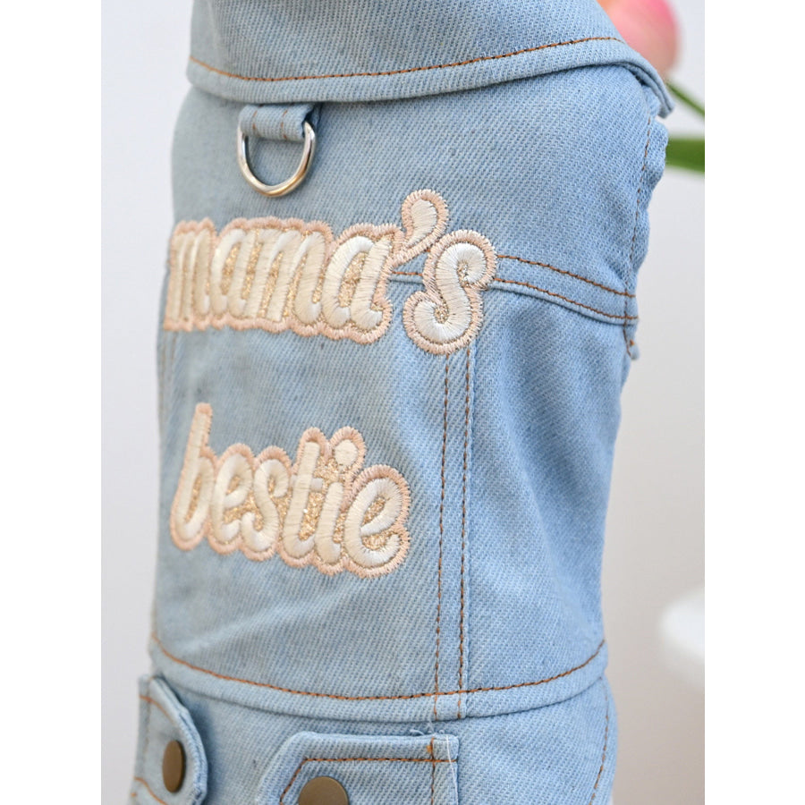 Embroidered Denim Pet Jacket Apparel and Accessories