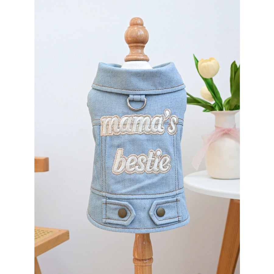 Embroidered Denim Pet Jacket Apparel and Accessories