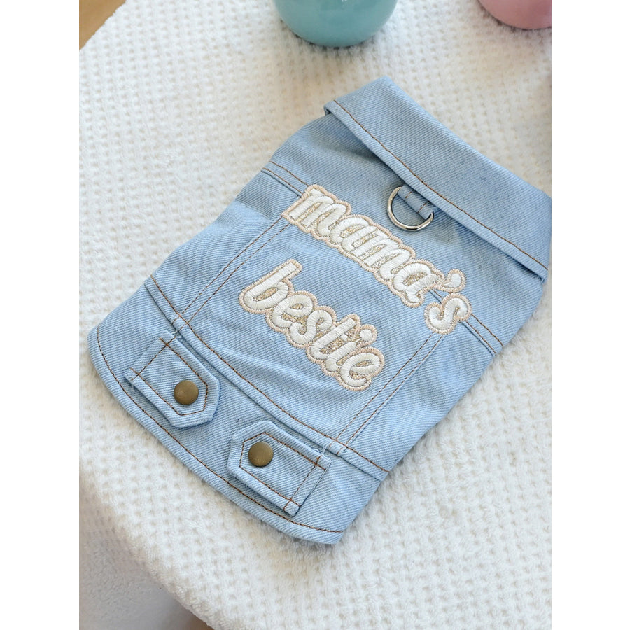 Embroidered Denim Pet Jacket Apparel and Accessories