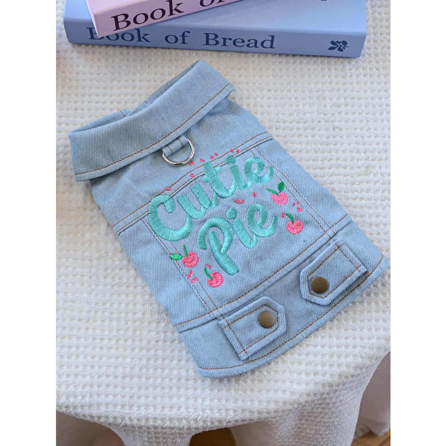Embroidered Denim Pet Jacket Cutie Pie / XS Apparel and Accessories