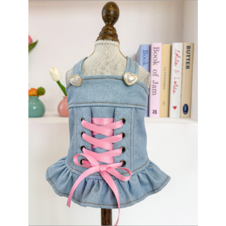 Embroidered Denim Pet Jacket Denim Skirt / XS Apparel and Accessories