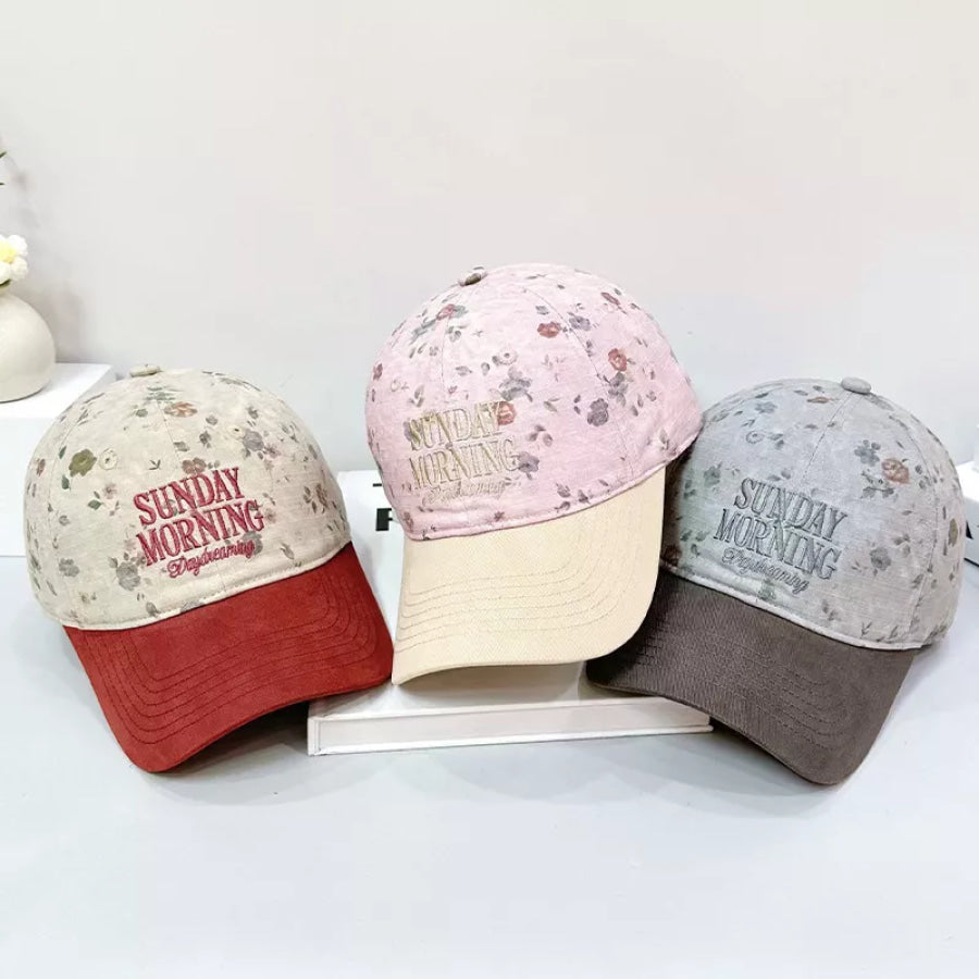 Embroidered Floral Print Baseball Cap Apparel and Accessories